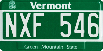 VT license plate NXF546