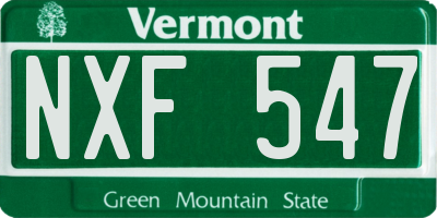 VT license plate NXF547