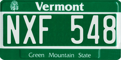 VT license plate NXF548