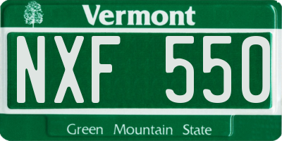 VT license plate NXF550