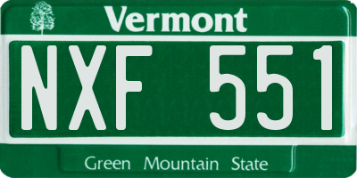 VT license plate NXF551