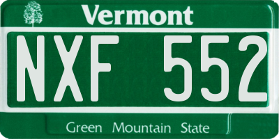VT license plate NXF552