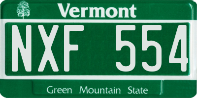 VT license plate NXF554