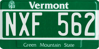 VT license plate NXF562
