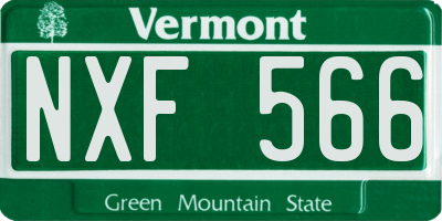 VT license plate NXF566
