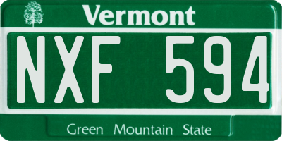 VT license plate NXF594