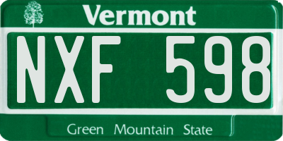 VT license plate NXF598