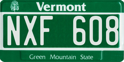 VT license plate NXF608