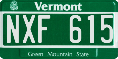 VT license plate NXF615