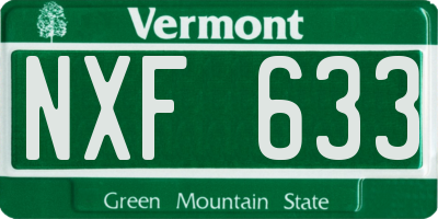 VT license plate NXF633