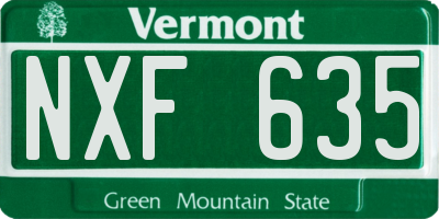 VT license plate NXF635