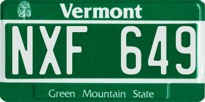 VT license plate NXF649