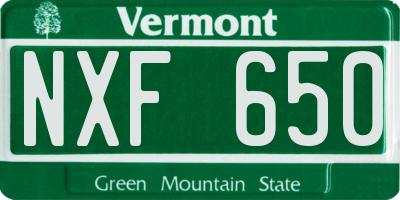 VT license plate NXF650