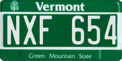 VT license plate NXF654