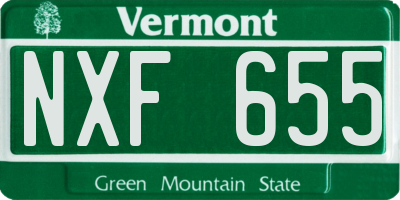 VT license plate NXF655