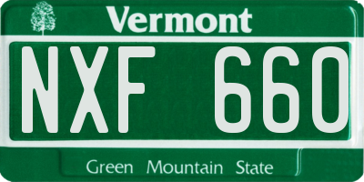 VT license plate NXF660