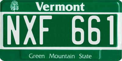 VT license plate NXF661