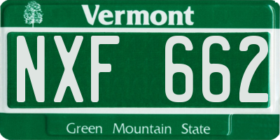 VT license plate NXF662