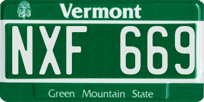 VT license plate NXF669