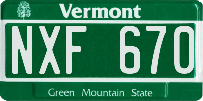 VT license plate NXF670