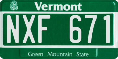 VT license plate NXF671