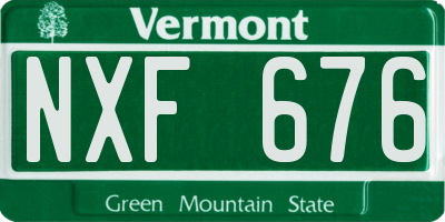 VT license plate NXF676