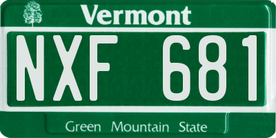VT license plate NXF681