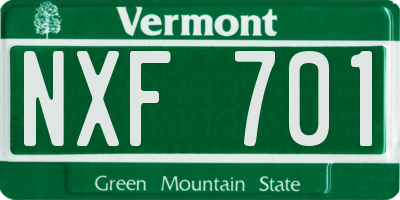 VT license plate NXF701