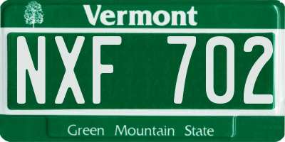 VT license plate NXF702