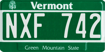 VT license plate NXF742