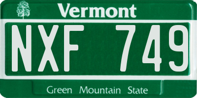 VT license plate NXF749