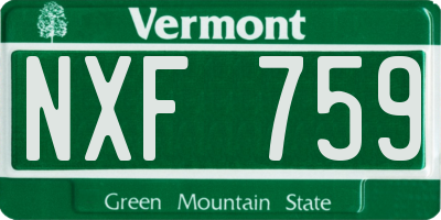VT license plate NXF759