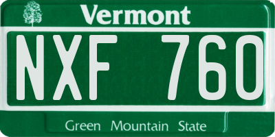 VT license plate NXF760