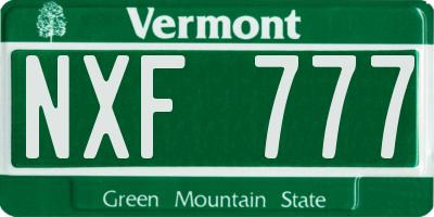 VT license plate NXF777