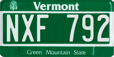 VT license plate NXF792