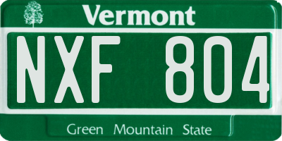 VT license plate NXF804