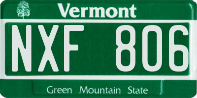 VT license plate NXF806