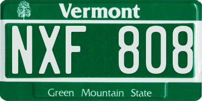 VT license plate NXF808