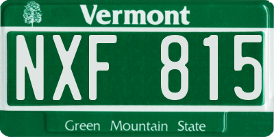 VT license plate NXF815