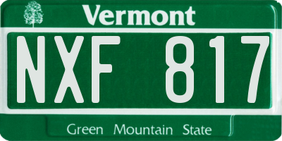 VT license plate NXF817