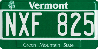 VT license plate NXF825
