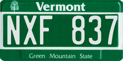 VT license plate NXF837