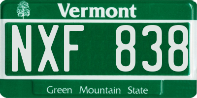 VT license plate NXF838