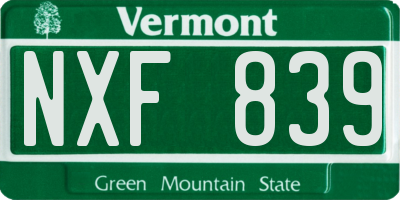 VT license plate NXF839