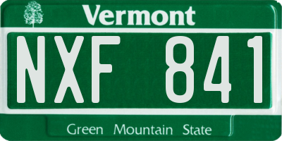 VT license plate NXF841