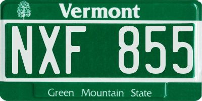 VT license plate NXF855