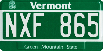 VT license plate NXF865