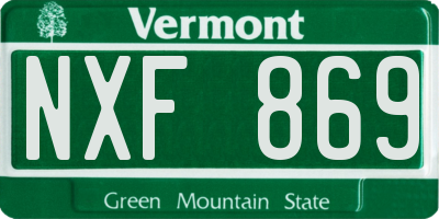 VT license plate NXF869
