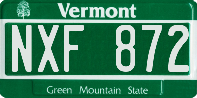 VT license plate NXF872
