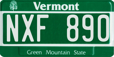 VT license plate NXF890